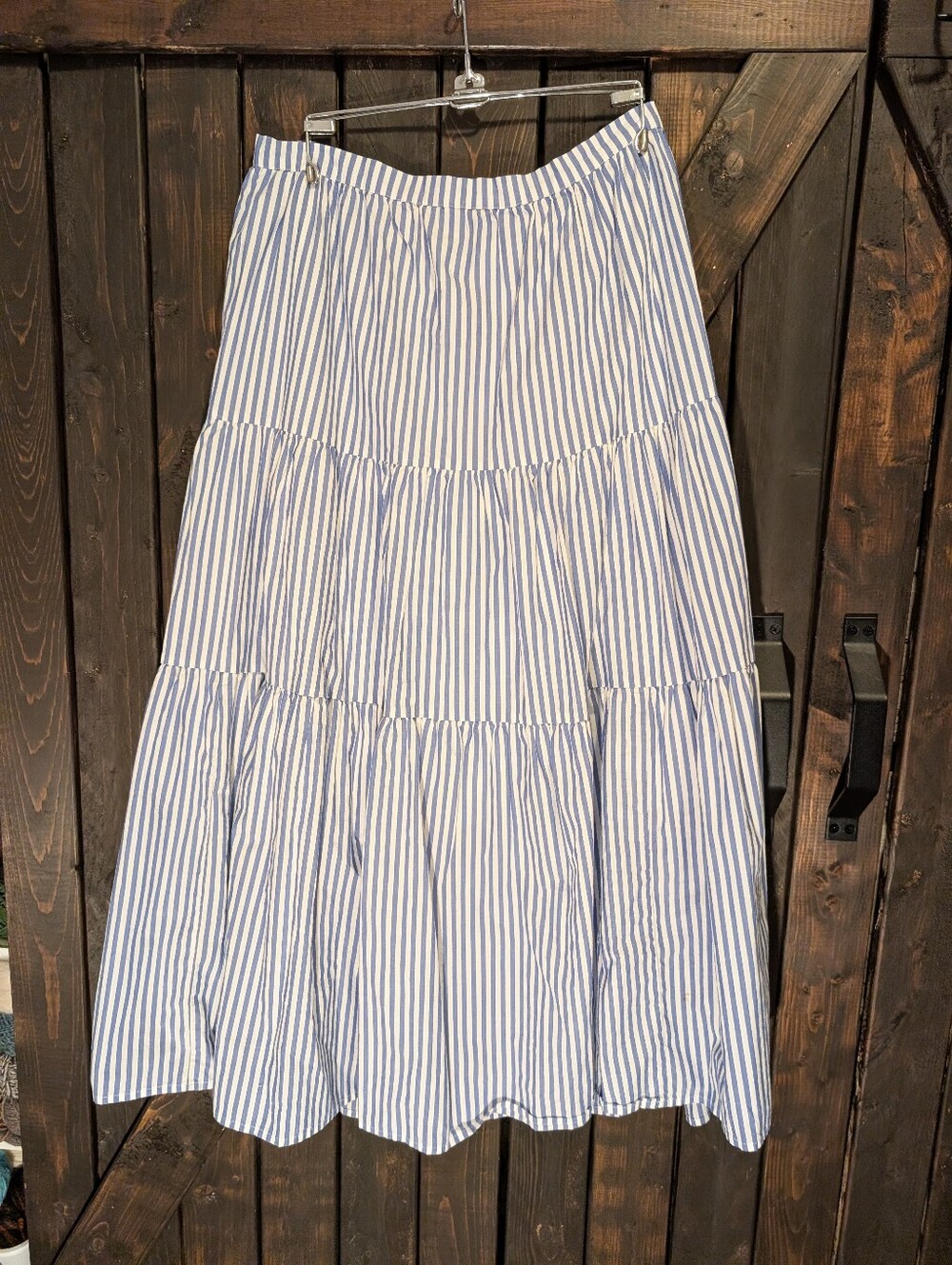 Banana Republic Blue and White Striped Tiered Maxi Skirt, MP